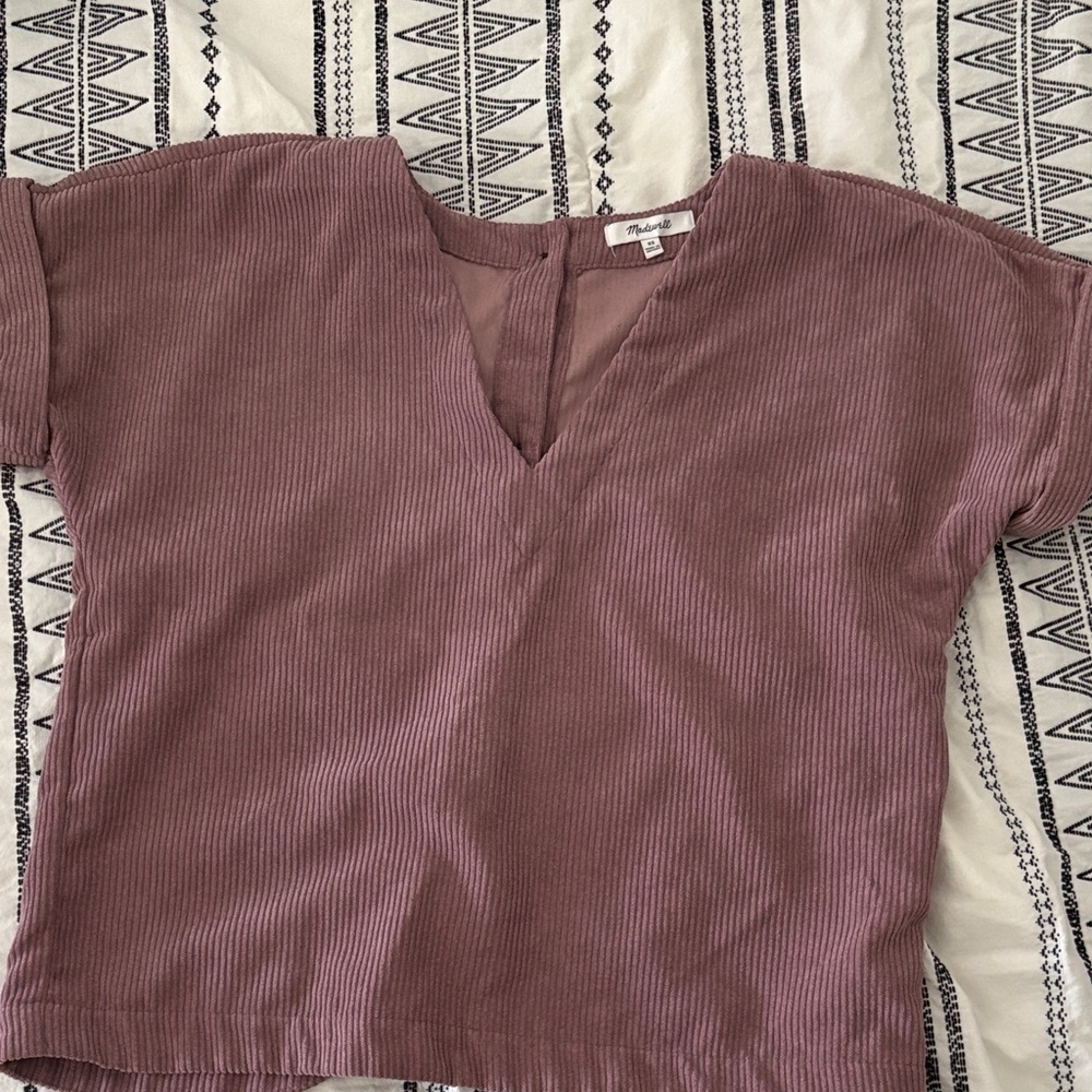 Madewell Mauve V-Neck Blouse